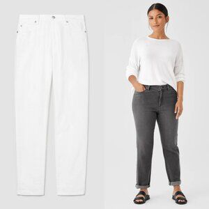 EILEEN FISHER Organic Cotton Stretch Slim High Rise Jeans Slim Fit White Sz 18W